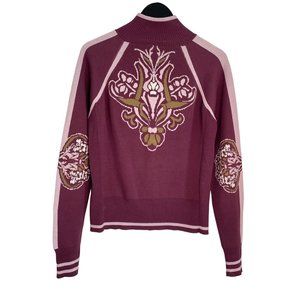 Athleta Alpine Dark Pink Purple Zip up Cardigan Sweater Sz Large Long Sleeve